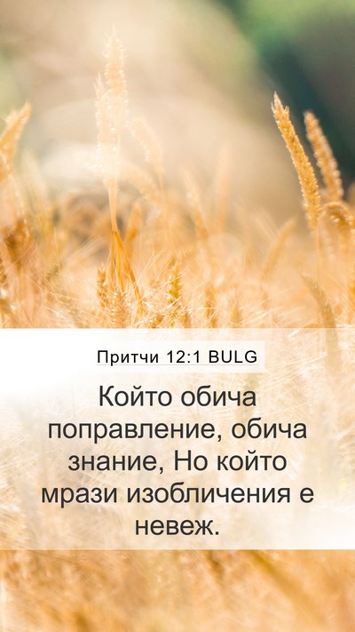 Притчи 12:1 BULG Mobile Phone Wallpaper - Който обича поправление, - Mobile Bible Verse Wallpaper