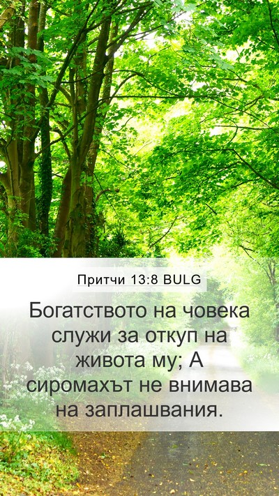 Притчи 13:8 BULG Bible Verse Image
