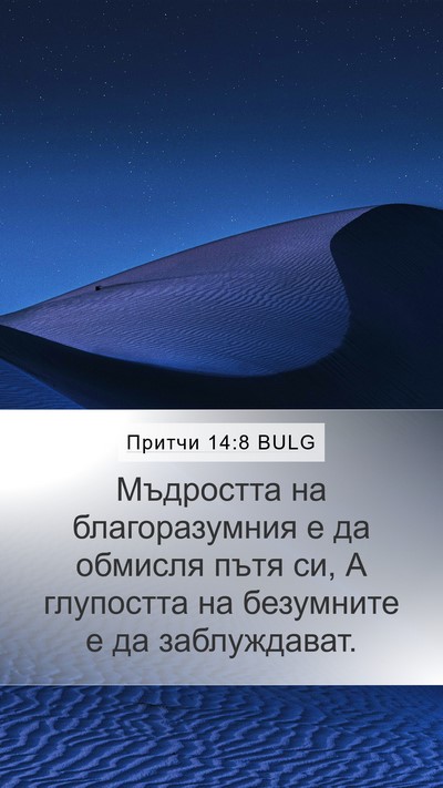 Притчи 14:8 BULG Bible Verse Image