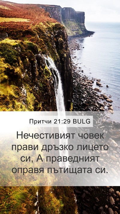 Притчи 21:29 BULG Bible Verse Image