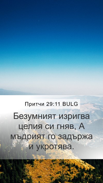 Притчи 29:11 BULG Bible Verse Image