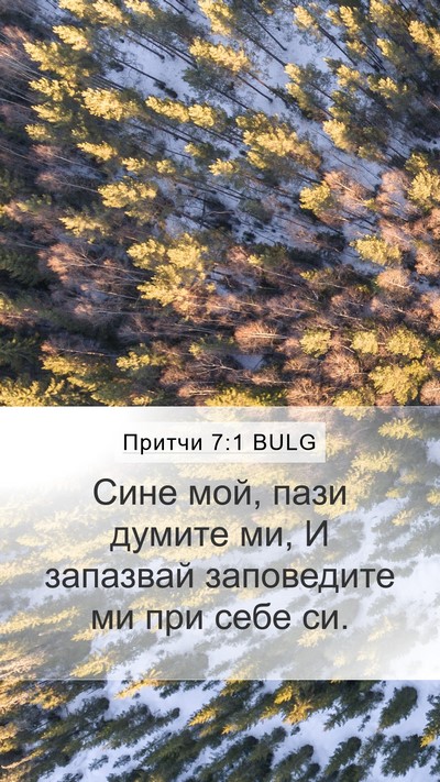 Притчи 7:1 BULG Mobile Phone Wallpaper - Сине мой, пази думите ми, И - Mobile Bible Verse Wallpaper