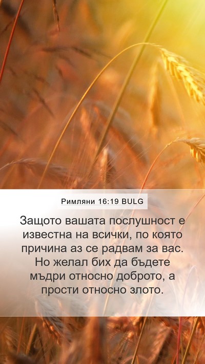 Римляни 16:19 BULG Bible Verse Image