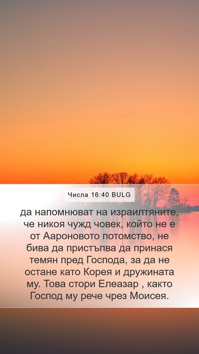 Числа 16:40 BULG Bible Verse Image