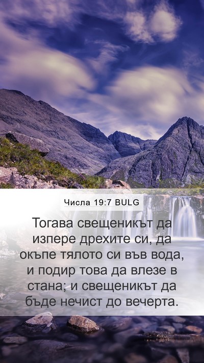 Числа 19:7 BULG Bible Verse Image