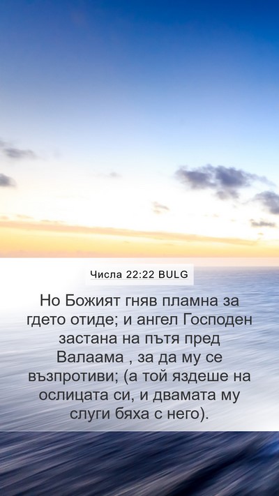Числа 22:22 BULG Mobile Phone Wallpaper - Но Божият гняв пламна за - Mobile Bible Verse Wallpaper