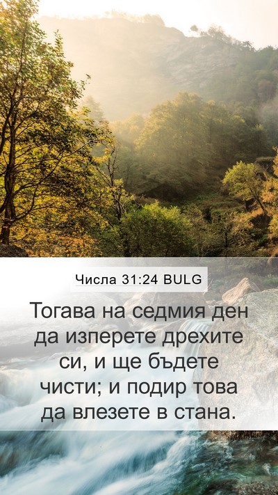 Числа 31:24 BULG Mobile Phone Wallpaper - Тогава на седмия ден да - Mobile Bible Verse Wallpaper