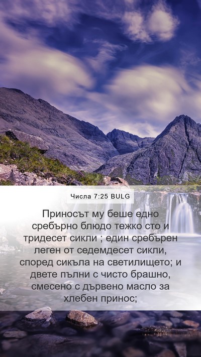Числа 7:25 BULG Mobile Phone Wallpaper - Приносът му беше едно - Mobile Bible Verse Wallpaper